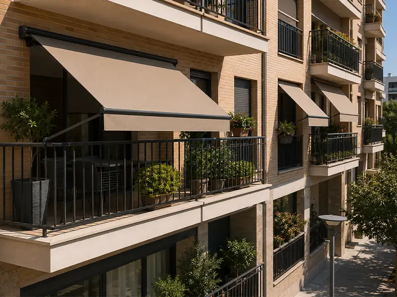 Toldos en comunidades de vecinos instalados respetando la Ley de Propiedad Horizontal en Málaga